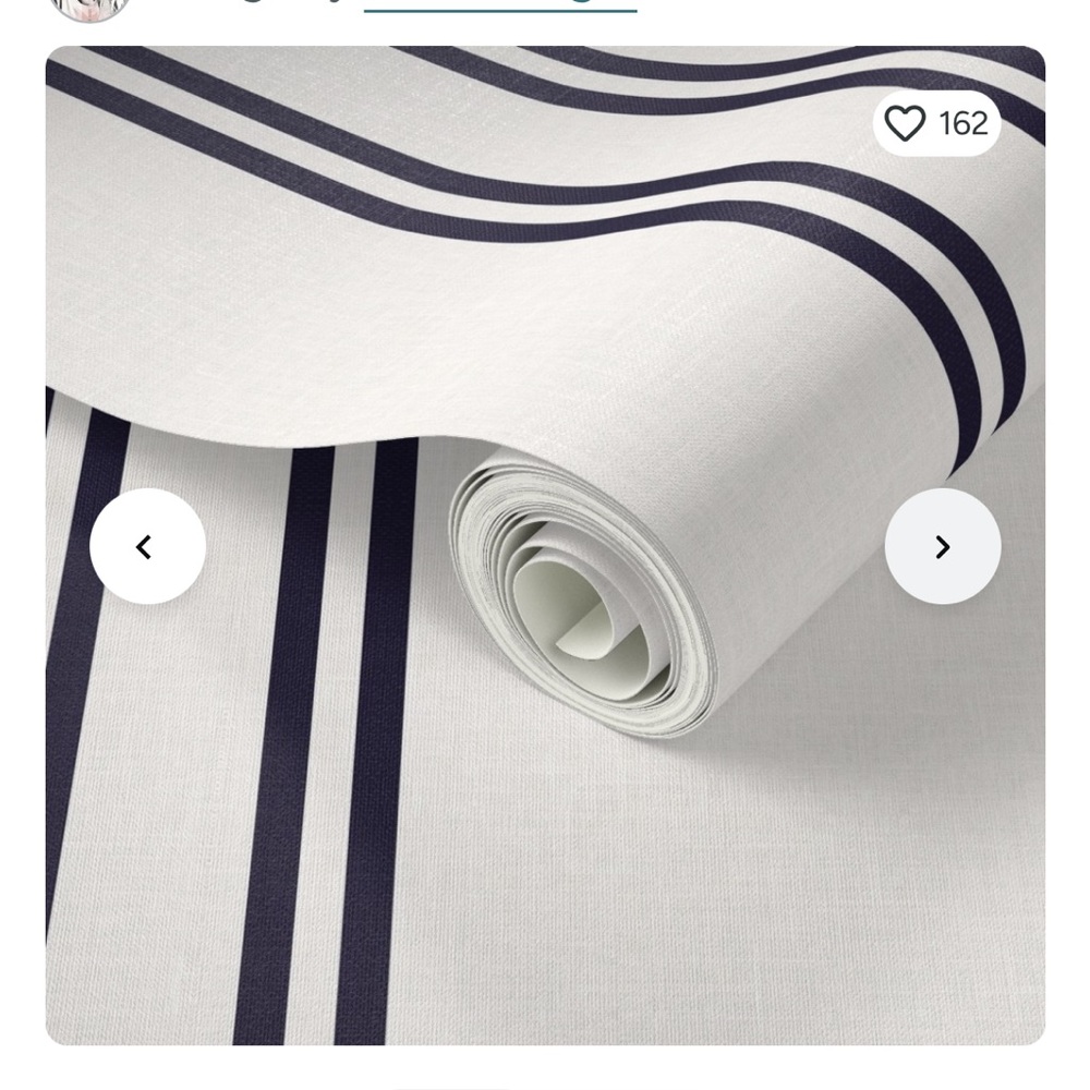 Striped Navy and White Peel and Stick Wallpaper Panels (x9)